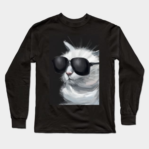 Cat with Sunglasses Long Sleeve T-Shirt by maxcode